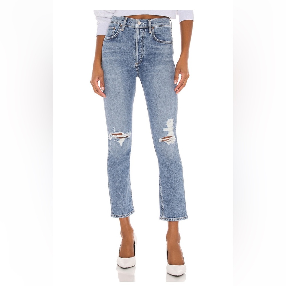 Agolde Riley High Rise Straight Crop Jeans - Picture 2 of 6